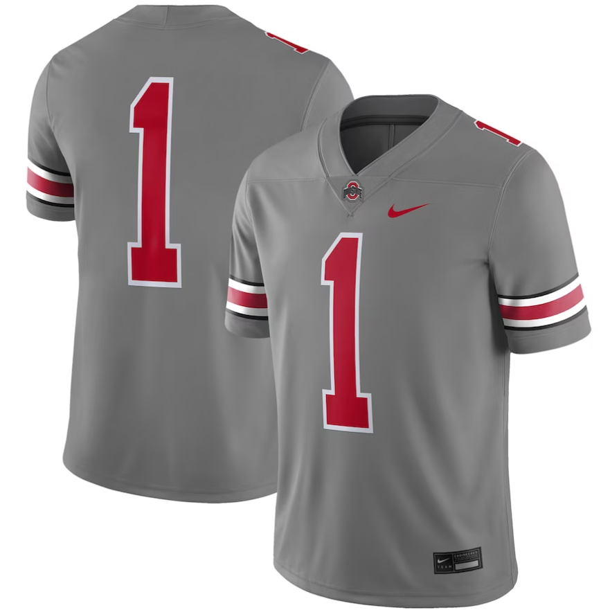 Customized Men 2023 NCAA Nike Ohio State Buckeyes #1 Nike Game Jersey SteelScarlet->customized ncaa jersey->Custom Jersey
